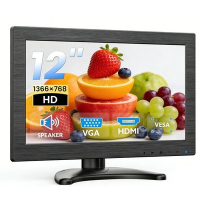 Eyoyo 12-inch Small Screen 1366x768 HD HDMI VGA Video Monitors for DVR PC /CCTV