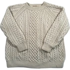Morag Hughes Hand Knitted Wool Jumper Sweater Women's Large Cable Knit Cream VTG