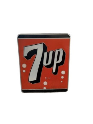 Vintage Embossed 7UP Tin Advertising Sign Orange Soda Pop Bubble Logo