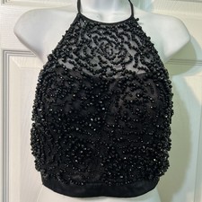 Sherri  Hill Halter Top Beaded black sleeveless Sz 6