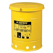 JUSTRITE 09111 Oily Waste Can,6 Gal.,Steel,Yellow 13M348