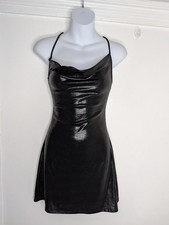 Silence + Noise Slip Dress Womens Small Black Cowl Neck Strappy Backless Mini