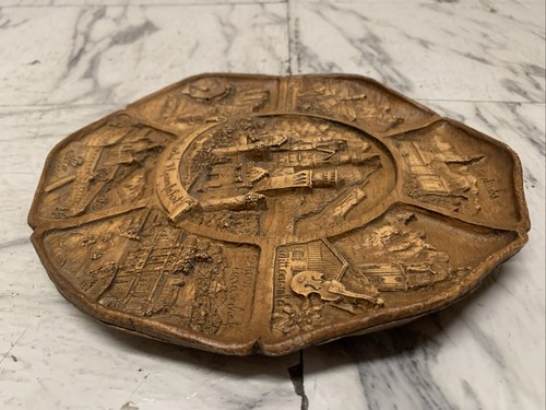 German Romantische Alpenfahrt 3D Wood Carved Plate Unique Wall Art/Decoration - Picture 3 of 6