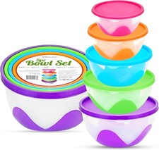 5-Piece Plastic Food Storage Containers with Lids Airtight, BPA-Free,
