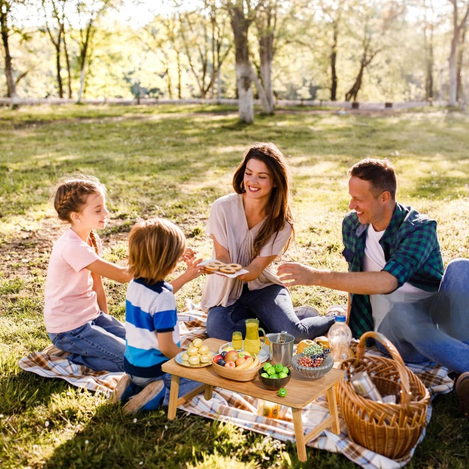 Table Basse de Japonaise Rectangulaire en Bambou, Table de lit Pliable avec P... - Photo 3/4