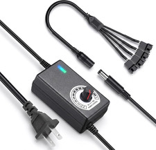 12V PC Fan Speed Controller, AC Plug with 4X 4-Pin Splitter Cable  36W Power Ad