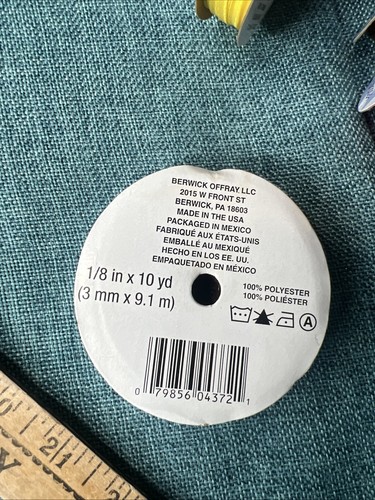 Offray Ribbon Lot 15 rolls of 1/8 Inch at 10 yards a roll - Picture 6 of 6
