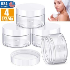 4x Round Wide-mouth Leak Proof Plastic Container Jars  Lids for Travel Storage