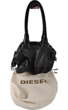 Vintage Diesel Black Leather Shoulder Bag with Double Handles and Dust Bag