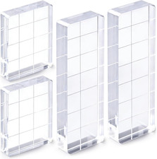 4 Pcs Acrylic Stamp Block, 2 Sizes Clear Stamping Blocks Tools Set with Grid Lin
