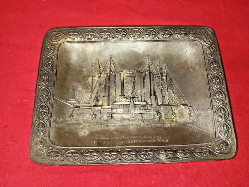 Chicago 1933 World's Fair, Century of Progress, Souvenir Tray, Travel Building