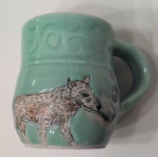 Hand Painted Jade Green Art Pottery Mug 2008 ...