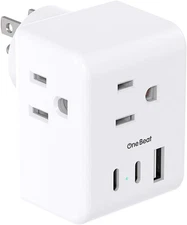 Multi Plug Outlet Extender, Power Strip Non Surge Protector 3AC+1U2C, White 