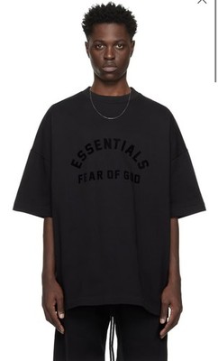Essentials Fear of God Jet Black T-Shirt (XL, Over-sized) NWOT 