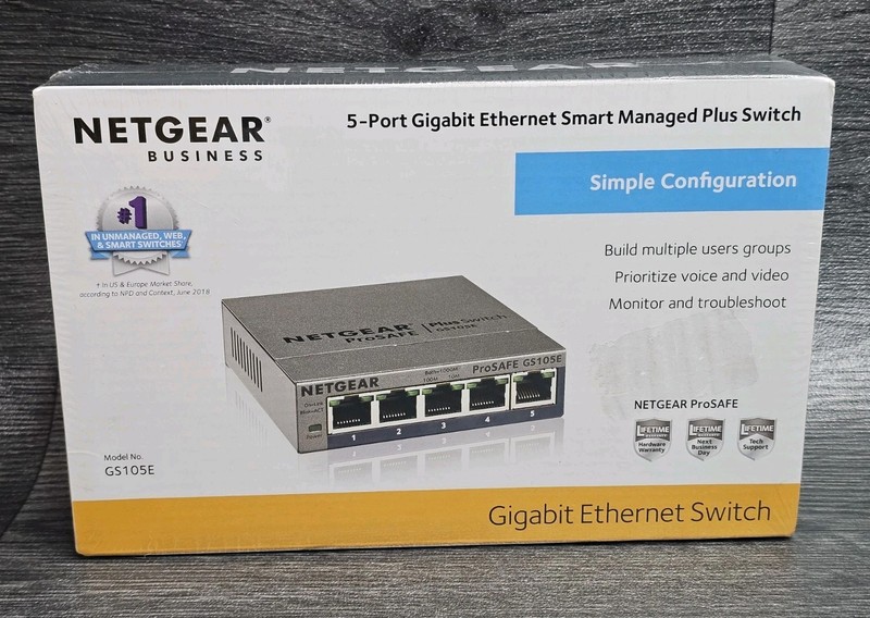 NEW NetGear GS105E ProSafe 5-Port RJ45 Gigabit Ethernet Managed Desktop Switch