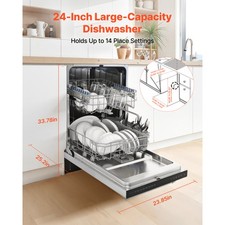 Uimoso 24" Built-In Dishwasher Stainless Steel Tub, 14 Settings & 8 Modes 2
