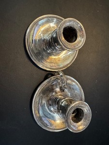 2 Antique Silver-plate Candle Holder