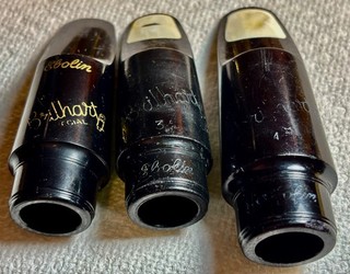THREE BRILHART EBOLIN (2 ALTO 1 TENOR) SAXOPHONE MOUTHPIECES
