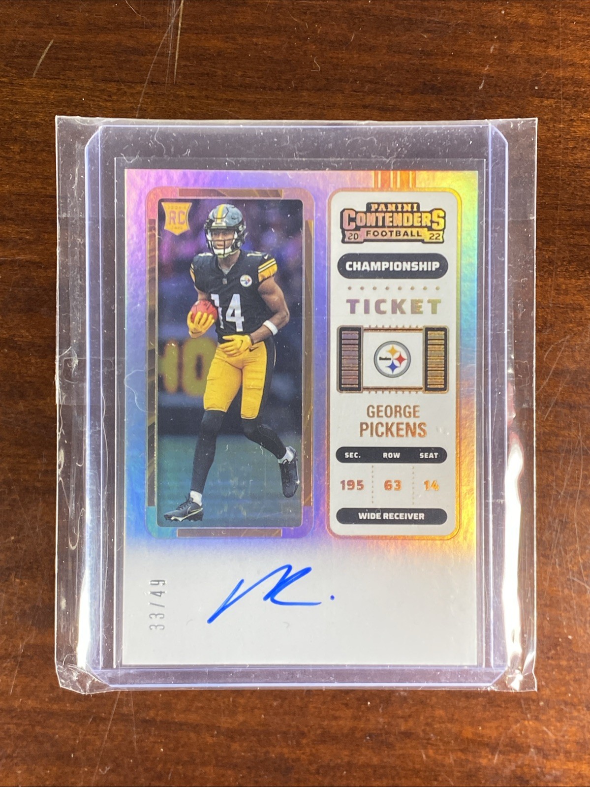 2022 Contenders - GEORGE PICKENS - Championship Ticket /49 - Rookie RC Auto