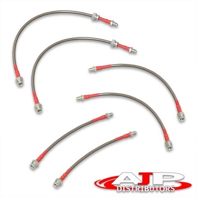 Silver 6PC F+R Racing Stainless Steel Brake Line Kit For 1984-1992 Mazda RX-7 FC