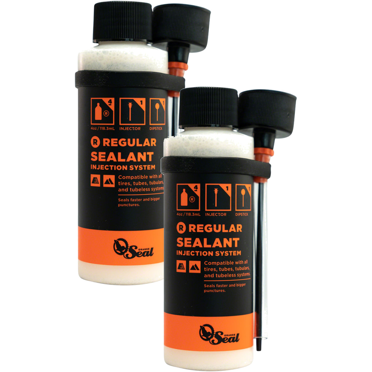 Pack of 2 Orange Seal Tubeless Tire Sealant with Twist Lock Applicator - 4oz 5890₽