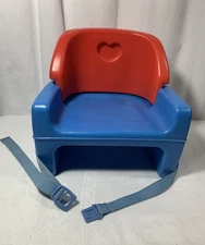 Vintage 1990's Fisher Price Grow With Me Booster Chair Seat w Strap Red Blue