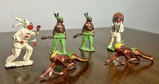 Vintage Johillco Lead Hollowcast Wild West Series - Lot of 6 Native Am. Indians