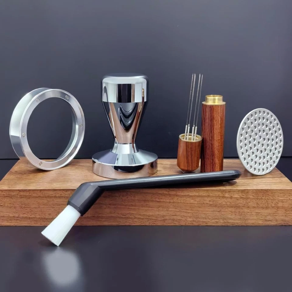 Kit de manipulación de espresso de 51 mm de 5 piezas WDT agitador disco pantalla embudo cepillo Foto 2 de 4