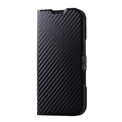 ELECOM iPhone 16 Case, UltraSlim, Carbon Black, Slim, Lightweight, Soft Leather,