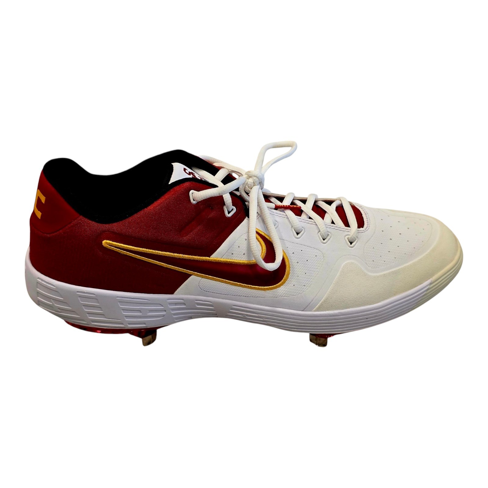Nike Alpha Huarache Elite 2 Low P USC Trojans Baseball White Size 14 AV2470-104 thumbnail 2