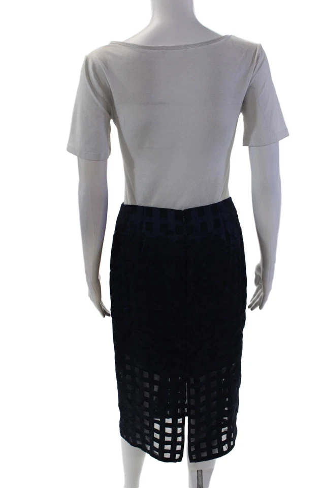 Falda Diane Von Furstenberg para mujer con cremallera trasera hasta la rodilla línea A azul marino talla 4 Foto 3 de 4