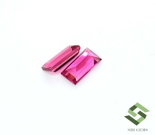 6x3 MM Natürlich Rosa Turmalin Baguetteschliff Paar 0.57 Cts Zertifiziert - Picture 7 of 8