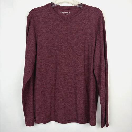 Outdoor Voices Crew Neck T Shirt Men Medium Burgundy Heather Long Sleeve