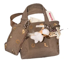 Madden Girl Dachshund Viral Tote Bag with Charms Color Brown NWT