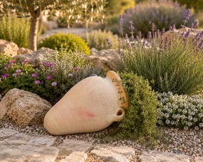 Liegeamphore Terracotta 40 cm Handgefertigt Unikat aus Tunesien Deko Amphore