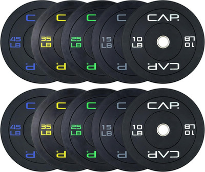 CAP Barbell 2-Inch Olympic Bumper Plate Weight Set | 100-370 Lbs | Multiple Opti