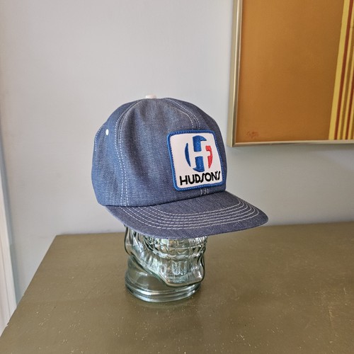 K Products Snapback Trucker Farmer Hudson's Feed Denim 1980s - Picture 4 of 7