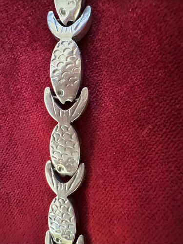 Schönes 925 Sterling Silber Fisch Figur 8 Glieder Armband 7" (B2) - Bild 8 von 11