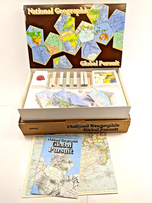 National Geographic Global Pursuit Board Game 1987 Vintage Pieces Sealed NEW