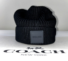COACH Hat Unisex OS Charcoal SIGNATURE C Black Wool Knit  display picture 3