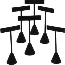 6 Black Velvet Earring T Stand Showcase Displays 4.75