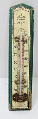 Vintage Buckeye Wood Advertising Thermometer Sign Green / White
