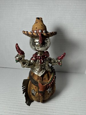 Christmas Bobble Head, Cowboy Snowman Pepper Quick Draw