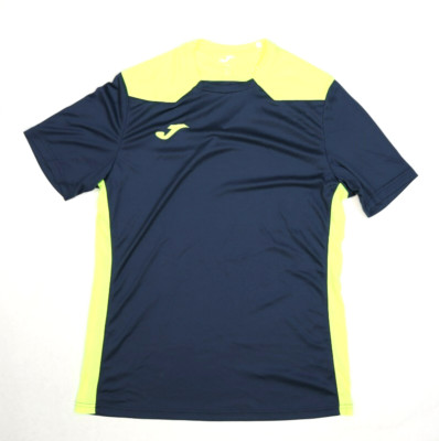 Joma Championship VI Mens Navy Blue Neon Yellow Short Sleeve Soccer T-Shirt L