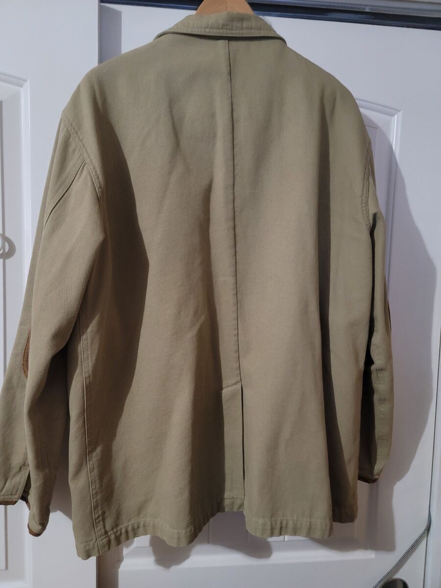 Orvis Zambezi Leather Trim Hunting Outdoor Safari Jacket Blazer Men's Size  Large