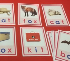 Pink Series Montessori - CVC WORDS  PICTURE CARDS- 52 Laminated Cards