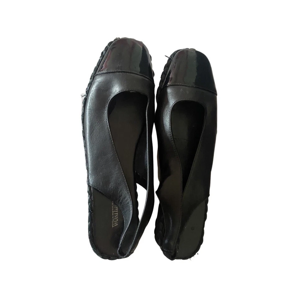 Worthington 尺码 8M 露跟黑色皮革浅口鞋封闭式 CapToe — 第 2/4 张图片