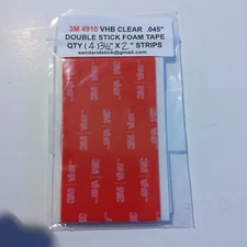 3M 4910 VHB CLEAR FOAM DOUBLE STICK MOUNTING TAPE  2" X 3-1/2"  4 PCS