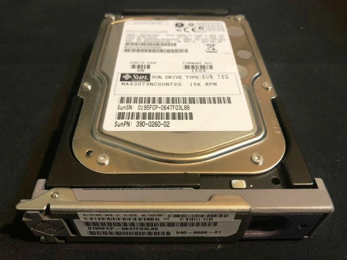 Oracle Sun 540-6606 / 390-0260 - 72GB - 15000 RPM - SCSI Disk w/ Bracket