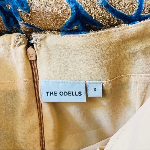 Anthropologie The Odells Gold Blue Sequined Pencil Skirt Small - Picture 6 of 6